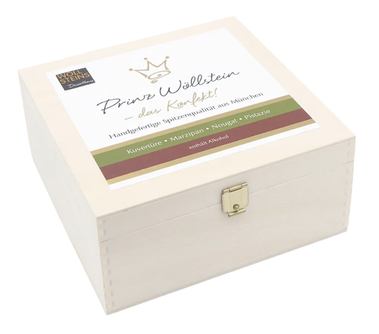 Holz Geschenkbox 32 Stück / 590 g Pralinen Konfekt Prinz Wöllstein